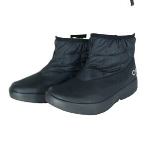 Oofos OOmg Men's US 12,5 Black Nylon Recovery Pull On Ankle Booties